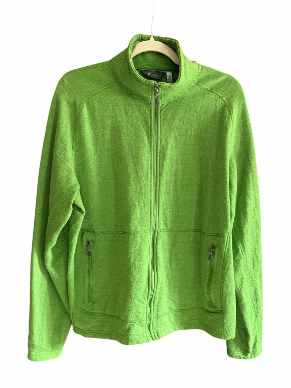 IBEX Merino Wool Full Zip Jacket Green Women L